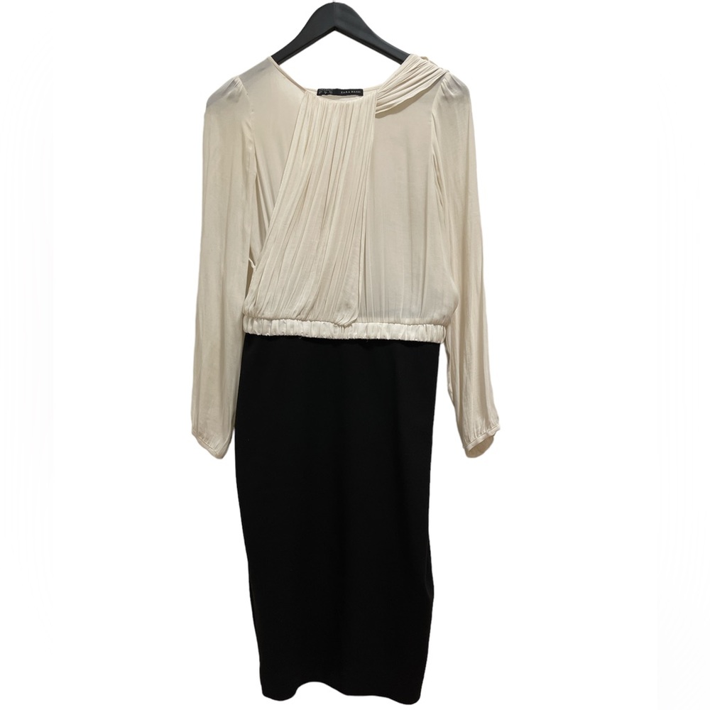 Zara Ivory Chiffon Ruffle Dress size M